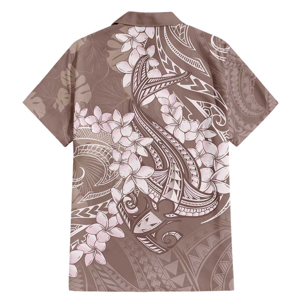 Polynesia Hammerhead Shark Tattoo With Plumeria Lei Family Matching Short Sleeve Bodycon Dress and Hawaiian Shirt LT14 - Polynesian Pride