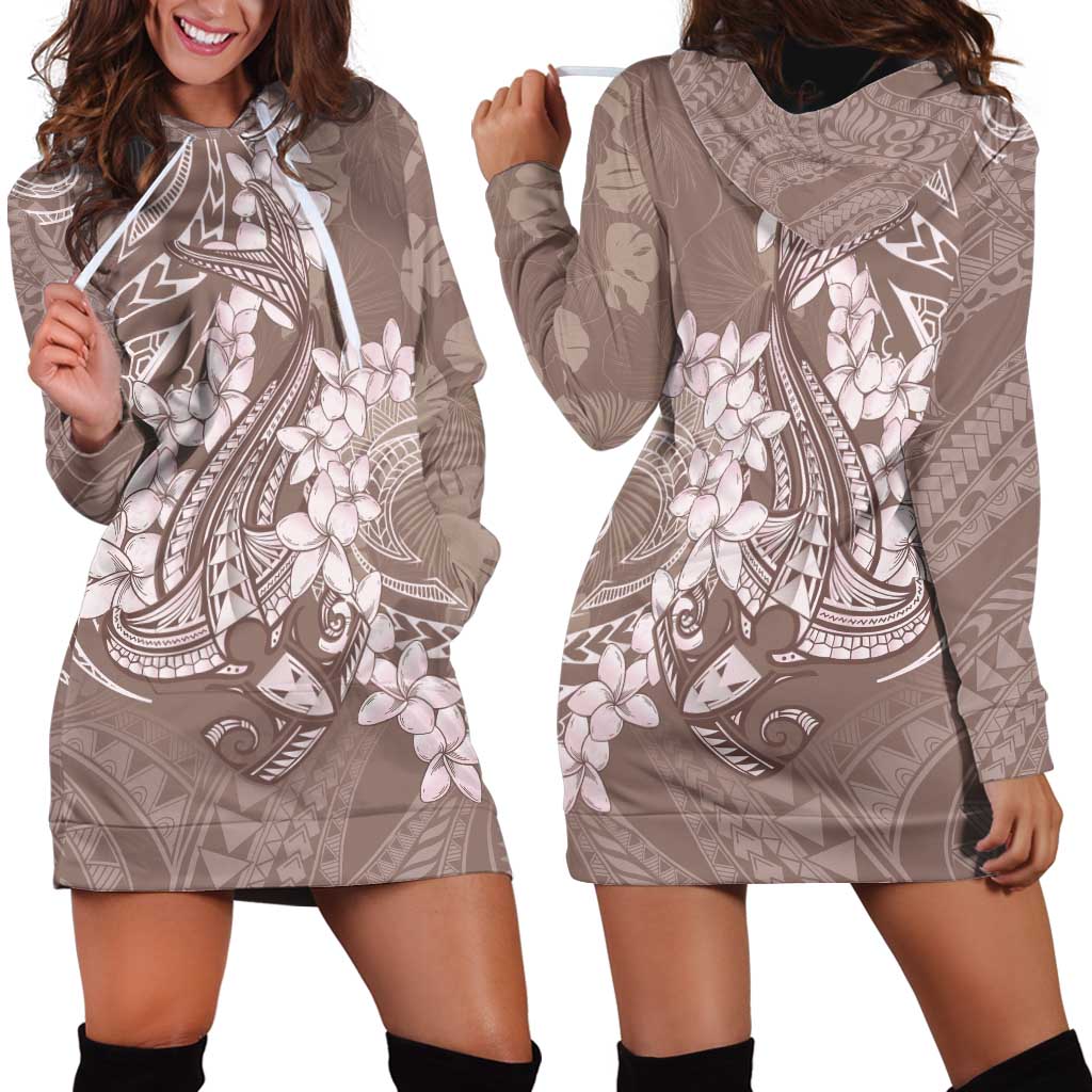 Polynesia Hammerhead Shark Tattoo With Plumeria Lei Hoodie Dress