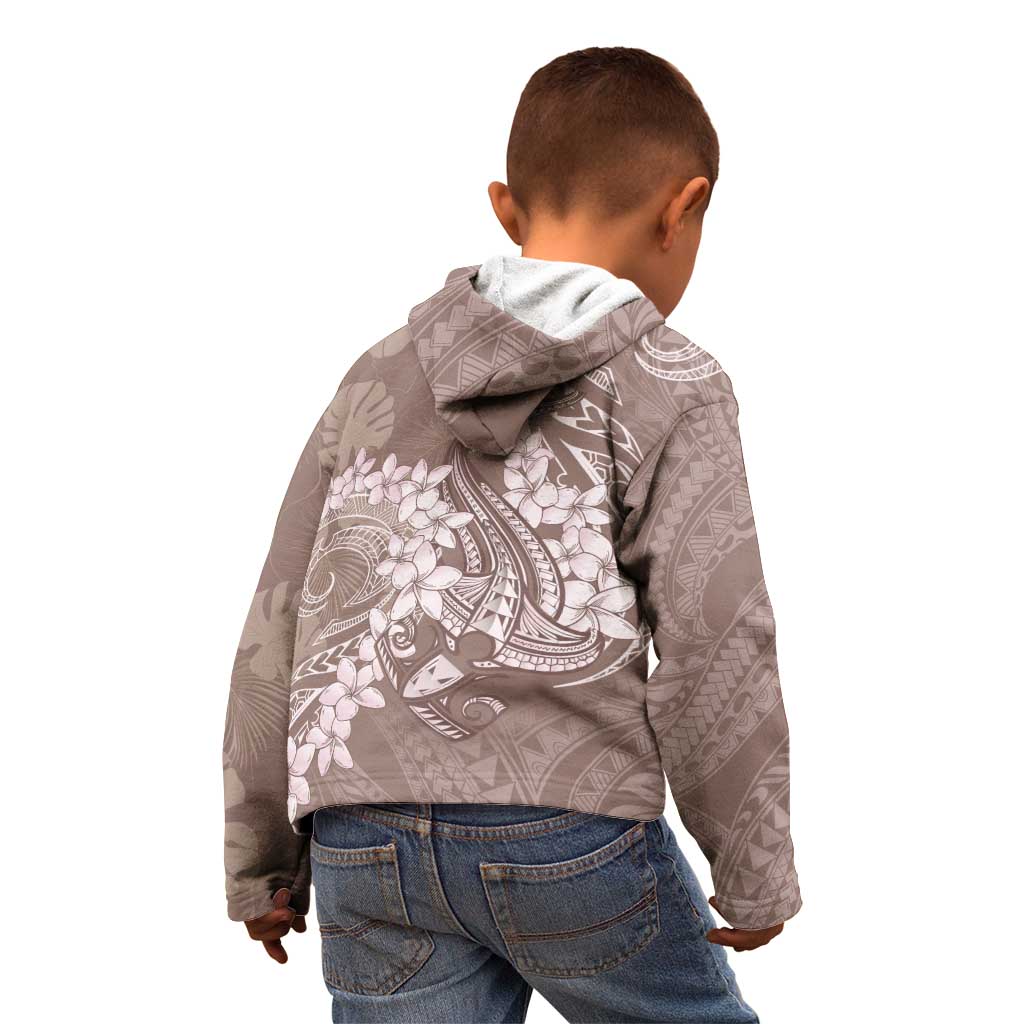 Polynesia Hammerhead Shark Tattoo With Plumeria Lei Kid Hoodie