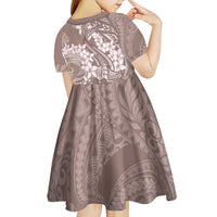 Polynesia Hammerhead Shark Tattoo With Plumeria Lei Kid Short Sleeve Dress
