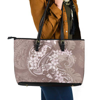 Polynesia Hammerhead Shark Tattoo With Plumeria Lei Leather Tote Bag