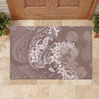 Polynesia Hammerhead Shark Tattoo With Plumeria Lei Rubber Doormat