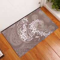 Polynesia Hammerhead Shark Tattoo With Plumeria Lei Rubber Doormat