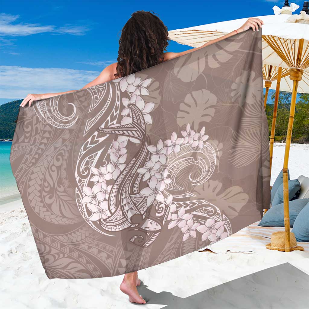 Polynesia Hammerhead Shark Tattoo With Plumeria Lei Sarong