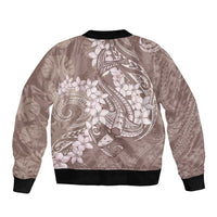 Polynesia Hammerhead Shark Tattoo With Plumeria Lei Sleeve Zip Bomber Jacket LT14 - Polynesian Pride