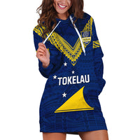 Personalised Tokelau Rugby Hoodie Dress Pacific Polynesian Pattern LT14 Blue - Polynesian Pride