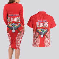 Personalised Taiwan Billiards Couples Matching Long Sleeve Bodycon Dress and Hawaiian Shirt Eight-ball Pool Polynesia Tattoo LT14 - Polynesian Pride