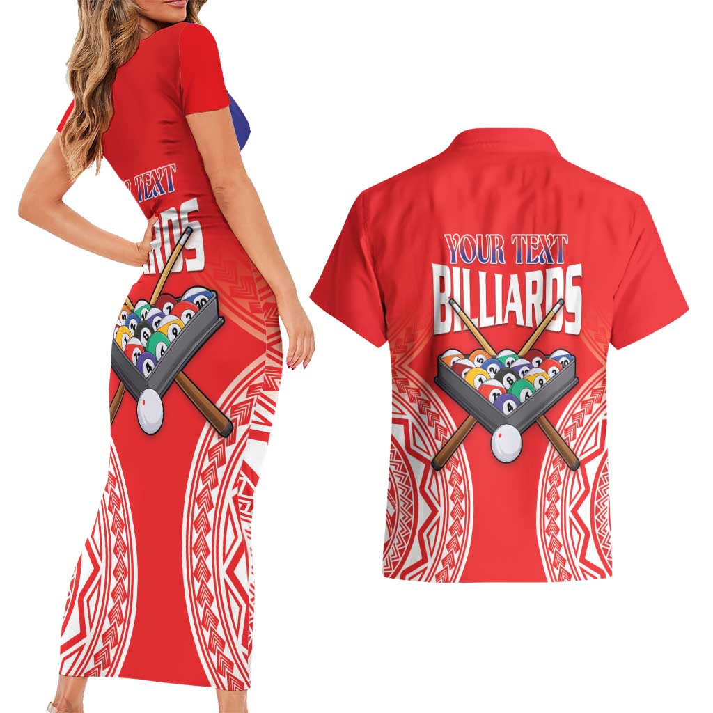 Personalised Taiwan Billiards Couples Matching Short Sleeve Bodycon Dress and Hawaiian Shirt Eight-ball Pool Polynesia Tattoo LT14 - Polynesian Pride