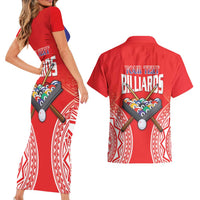 Personalised Taiwan Billiards Couples Matching Short Sleeve Bodycon Dress and Hawaiian Shirt Eight-ball Pool Polynesia Tattoo LT14 - Polynesian Pride