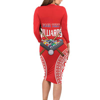 Personalised Taiwan Billiards Family Matching Long Sleeve Bodycon Dress and Hawaiian Shirt Eight-ball Pool Polynesia Tattoo LT14 - Polynesian Pride