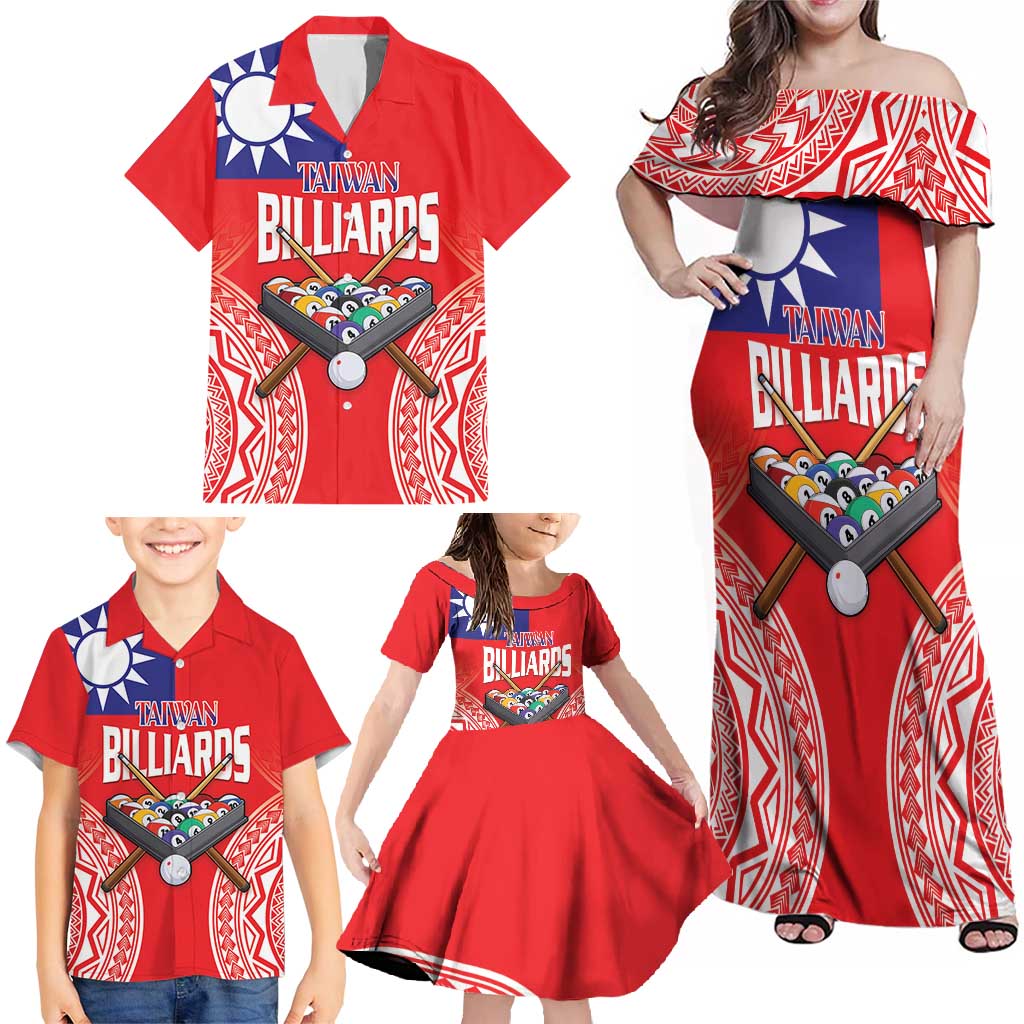 Personalised Taiwan Billiards Family Matching Off Shoulder Maxi Dress and Hawaiian Shirt Eight-ball Pool Polynesia Tattoo LT14 - Polynesian Pride