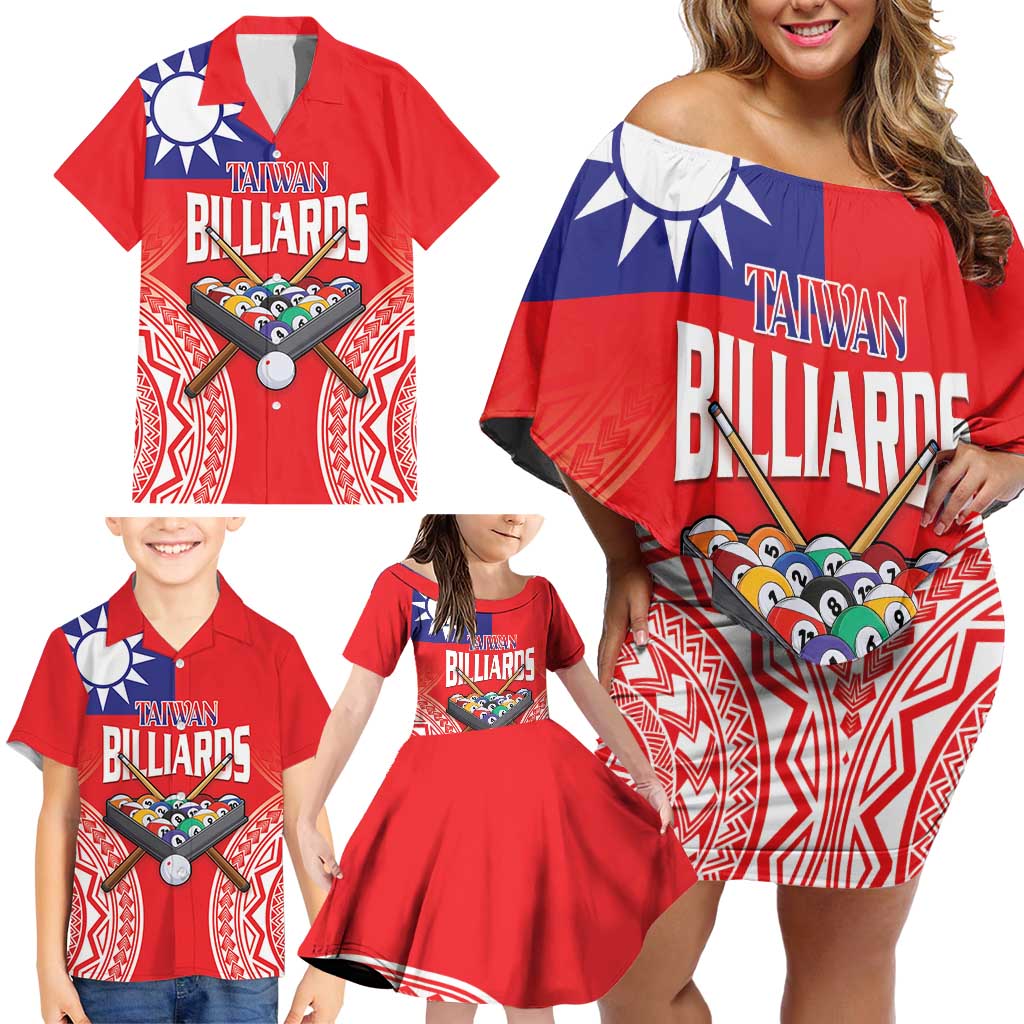 Personalised Taiwan Billiards Family Matching Off Shoulder Short Dress and Hawaiian Shirt Eight-ball Pool Polynesia Tattoo LT14 - Polynesian Pride