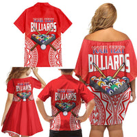 Personalised Taiwan Billiards Family Matching Off Shoulder Short Dress and Hawaiian Shirt Eight-ball Pool Polynesia Tattoo LT14 - Polynesian Pride