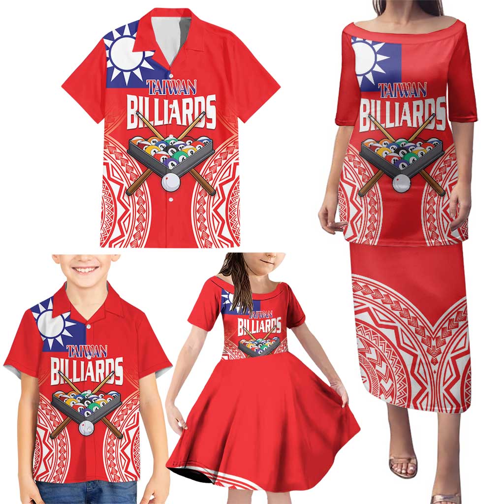 Personalised Taiwan Billiards Family Matching Puletasi and Hawaiian Shirt Eight-ball Pool Polynesia Tattoo LT14 - Polynesian Pride