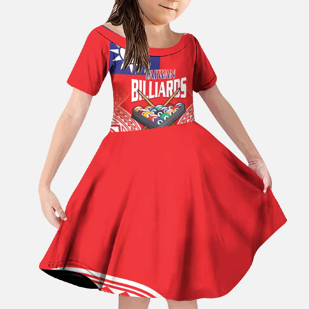Personalised Taiwan Billiards Family Matching Tank Maxi Dress and Hawaiian Shirt Eight-ball Pool Polynesia Tattoo LT14 Daughter's Dress Red - Polynesian Pride