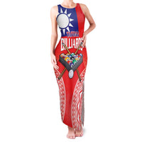 Personalised Taiwan Billiards Family Matching Tank Maxi Dress and Hawaiian Shirt Eight-ball Pool Polynesia Tattoo LT14 Mom's Dress Red - Polynesian Pride