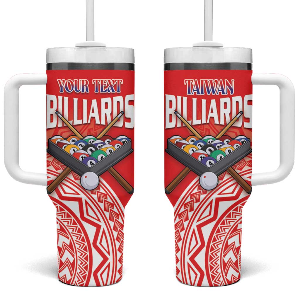 Personalised Taiwan Billiards Tumbler With Handle Eight-ball Pool Polynesia Tattoo LT14 One Size: 40 oz Red - Polynesian Pride