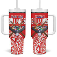 Personalised Taiwan Billiards Tumbler With Handle Eight-ball Pool Polynesia Tattoo LT14 One Size: 40 oz Red - Polynesian Pride