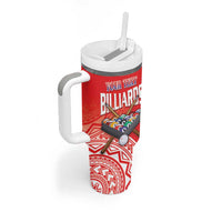 Personalised Taiwan Billiards Tumbler With Handle Eight-ball Pool Polynesia Tattoo LT14 - Polynesian Pride