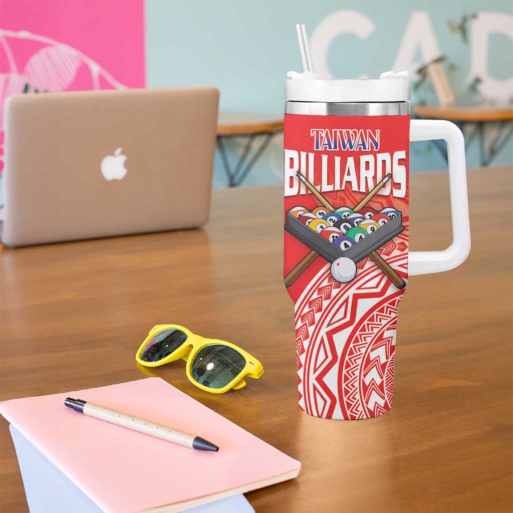 Personalised Taiwan Billiards Tumbler With Handle Eight-ball Pool Polynesia Tattoo LT14 - Polynesian Pride