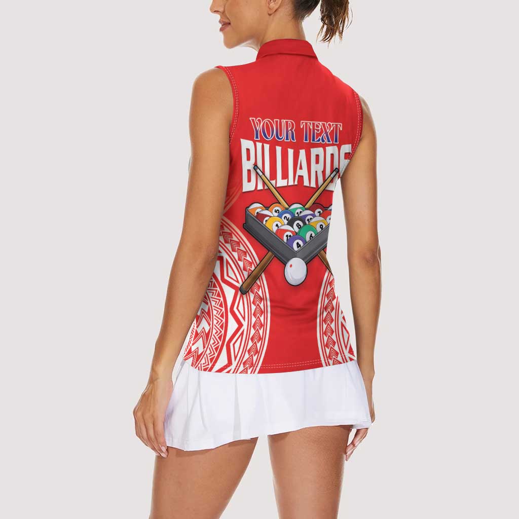 Personalised Taiwan Billiards Women Sleeveless Polo Shirt Eight-ball Pool Polynesia Tattoo - Polynesian Pride
