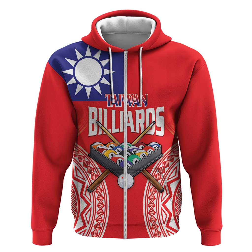 Personalised Taiwan Billiards Zip Hoodie Eight-ball Pool Polynesia Tattoo LT14 Zip Hoodie Red - Polynesian Pride