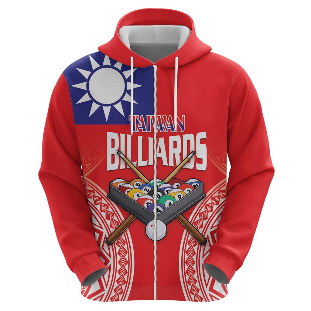 Personalised Taiwan Billiards Zip Hoodie Eight-ball Pool Polynesia Tattoo LT14 - Polynesian Pride