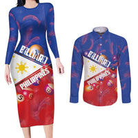 Personalised Philippines Billiards Couples Matching Long Sleeve Bodycon Dress and Long Sleeve Button Shirt Cue With Balls Flag Style LT14 Red - Polynesian Pride