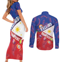 Personalised Philippines Billiards Couples Matching Short Sleeve Bodycon Dress and Long Sleeve Button Shirt Cue With Balls Flag Style LT14 - Polynesian Pride