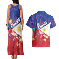 Personalised Philippines Billiards Couples Matching Tank Maxi Dress and Hawaiian Shirt Cue With Balls Flag Style LT14 - Polynesian Pride
