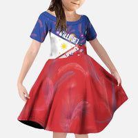 Personalised Philippines Billiards Family Matching Long Sleeve Bodycon Dress and Hawaiian Shirt Cue With Balls Flag Style LT14 Daughter's Dress Red - Polynesian Pride