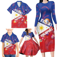 Personalised Philippines Billiards Family Matching Long Sleeve Bodycon Dress and Hawaiian Shirt Cue With Balls Flag Style LT14 - Polynesian Pride