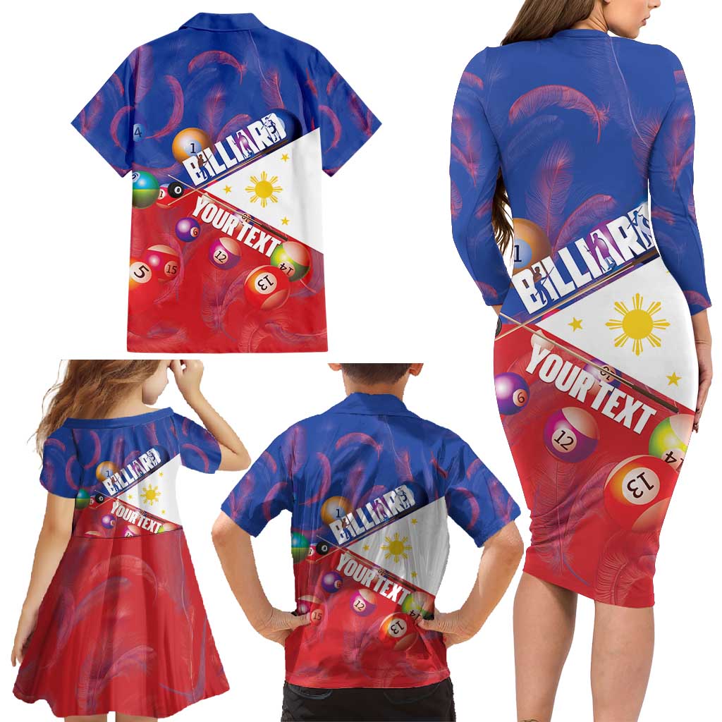 Personalised Philippines Billiards Family Matching Long Sleeve Bodycon Dress and Hawaiian Shirt Cue With Balls Flag Style LT14 - Polynesian Pride