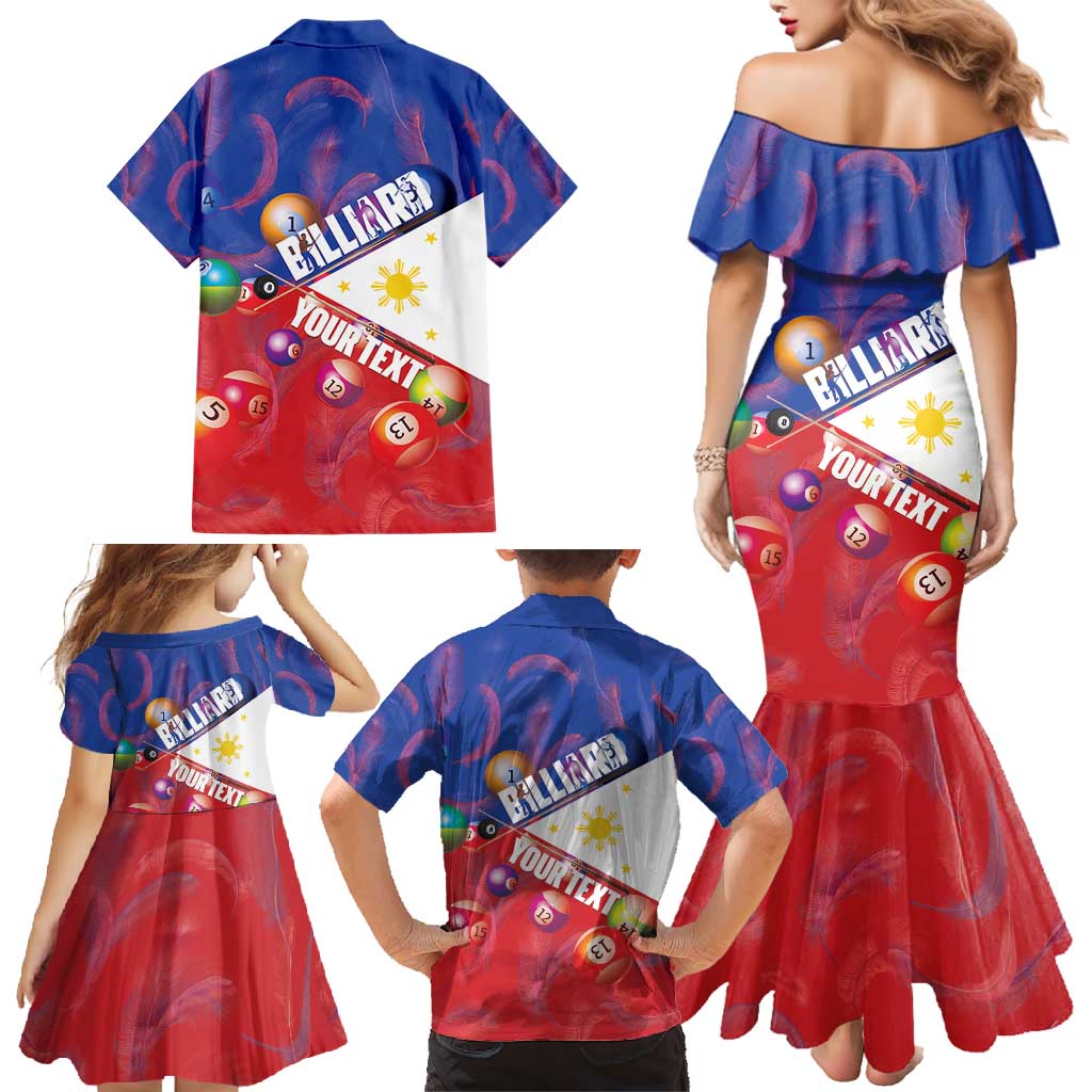 Personalised Philippines Billiards Family Matching Mermaid Dress and Hawaiian Shirt Cue With Balls Flag Style LT14 - Polynesian Pride