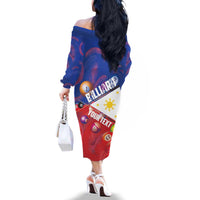 Personalised Philippines Billiards Family Matching Off The Shoulder Long Sleeve Dress and Hawaiian Shirt Cue With Balls Flag Style LT14 - Polynesian Pride