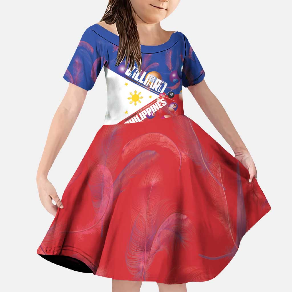 Personalised Philippines Billiards Family Matching Off Shoulder Maxi Dress and Hawaiian Shirt Cue With Balls Flag Style LT14 Daughter's Dress Red - Polynesian Pride
