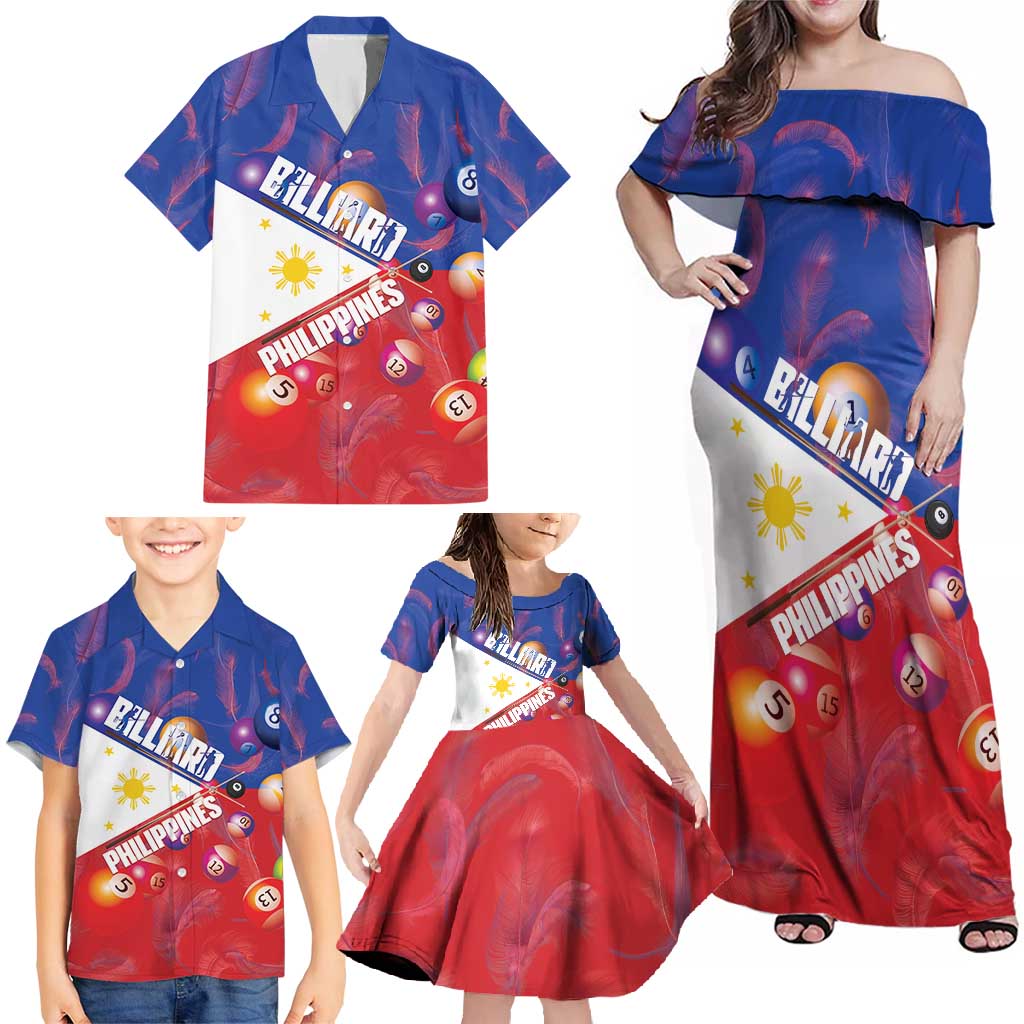 Personalised Philippines Billiards Family Matching Off Shoulder Maxi Dress and Hawaiian Shirt Cue With Balls Flag Style LT14 - Polynesian Pride