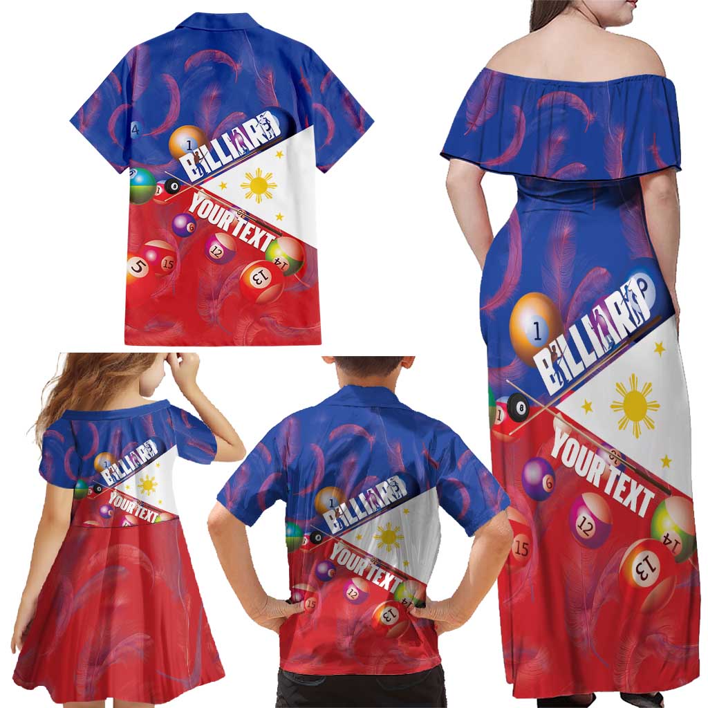 Personalised Philippines Billiards Family Matching Off Shoulder Maxi Dress and Hawaiian Shirt Cue With Balls Flag Style LT14 - Polynesian Pride