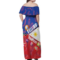 Personalised Philippines Billiards Family Matching Off Shoulder Maxi Dress and Hawaiian Shirt Cue With Balls Flag Style LT14 - Polynesian Pride