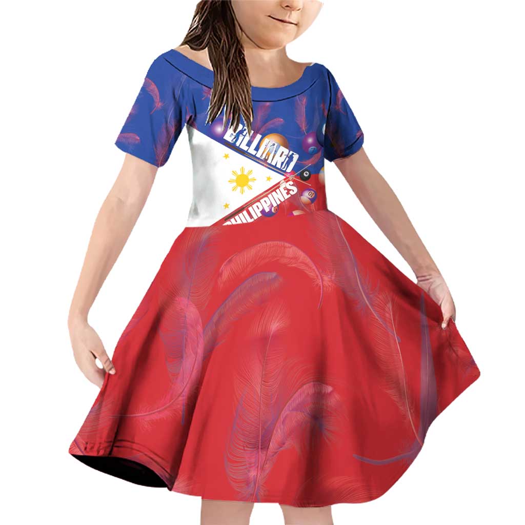 Personalised Philippines Billiards Family Matching Off Shoulder Short Dress and Hawaiian Shirt Cue With Balls Flag Style LT14 Daughter's Dress Red - Polynesian Pride