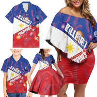 Personalised Philippines Billiards Family Matching Off Shoulder Short Dress and Hawaiian Shirt Cue With Balls Flag Style LT14 - Polynesian Pride