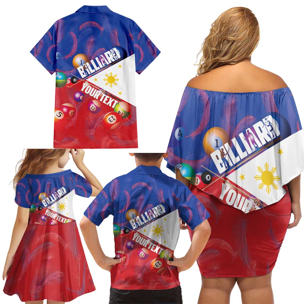 Personalised Philippines Billiards Family Matching Off Shoulder Short Dress and Hawaiian Shirt Cue With Balls Flag Style LT14 - Polynesian Pride