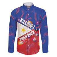 Personalised Philippines Billiards Family Matching Off Shoulder Short Dress and Hawaiian Shirt Cue With Balls Flag Style LT14 Dad's Shirt - Long Sleeve Red - Polynesian Pride