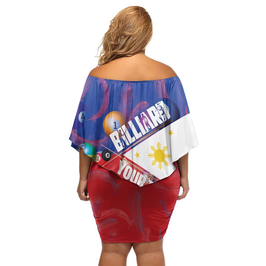 Personalised Philippines Billiards Family Matching Off Shoulder Short Dress and Hawaiian Shirt Cue With Balls Flag Style LT14 - Polynesian Pride
