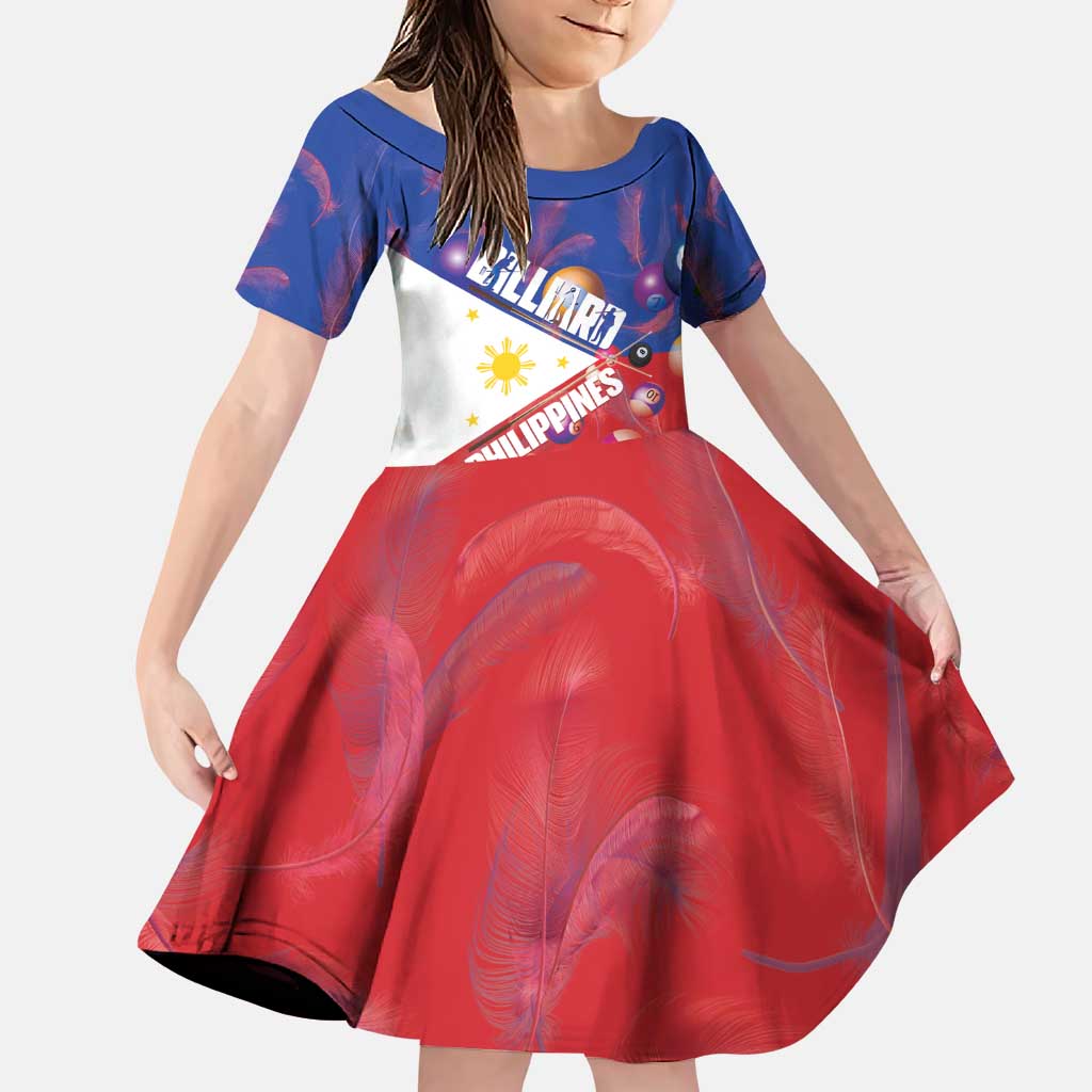 Personalised Philippines Billiards Family Matching Puletasi and Hawaiian Shirt Cue With Balls Flag Style LT14 Daughter's Dress Red - Polynesian Pride
