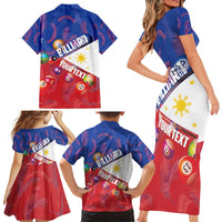 Personalised Philippines Billiards Family Matching Short Sleeve Bodycon Dress and Hawaiian Shirt Cue With Balls Flag Style LT14 - Polynesian Pride