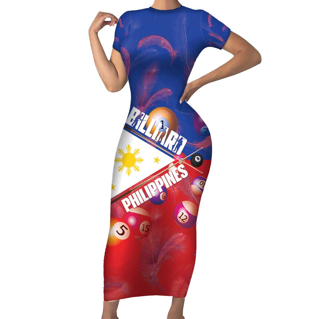 Personalised Philippines Billiards Family Matching Short Sleeve Bodycon Dress and Hawaiian Shirt Cue With Balls Flag Style LT14 Mom's Dress Red - Polynesian Pride