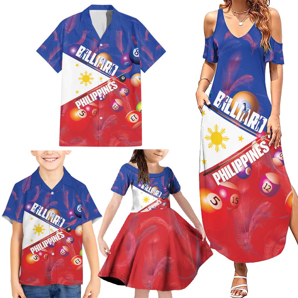 Personalised Philippines Billiards Family Matching Summer Maxi Dress and Hawaiian Shirt Cue With Balls Flag Style LT14 - Polynesian Pride