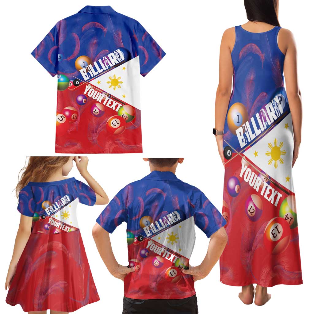 Personalised Philippines Billiards Family Matching Tank Maxi Dress and Hawaiian Shirt Cue With Balls Flag Style LT14 - Polynesian Pride