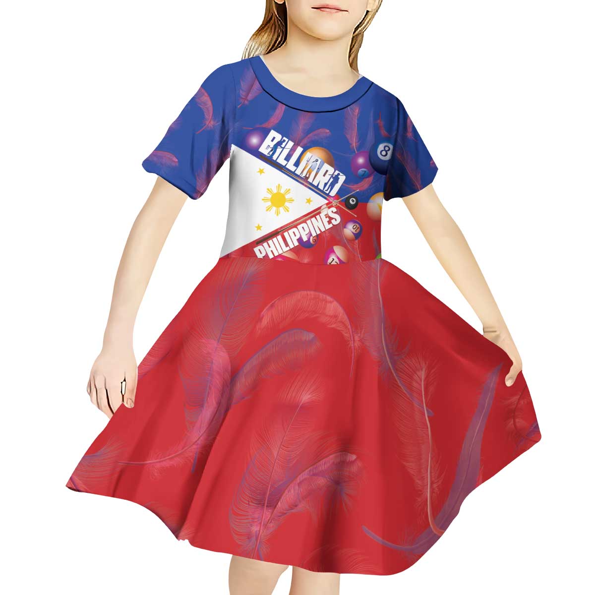 Personalised Philippines Billiards Kid Short Sleeve Dress Cue With Balls Flag Style - Polynesian Pride